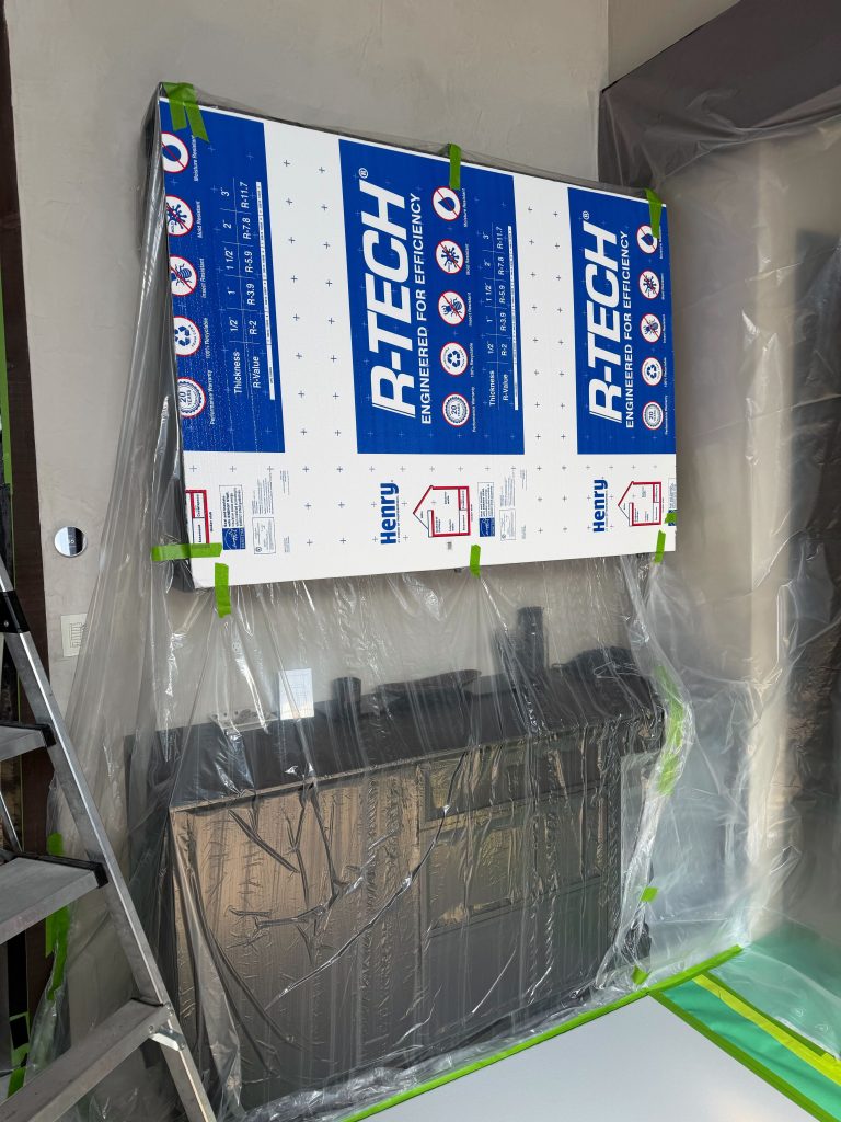 bathroom demolition with surface protection